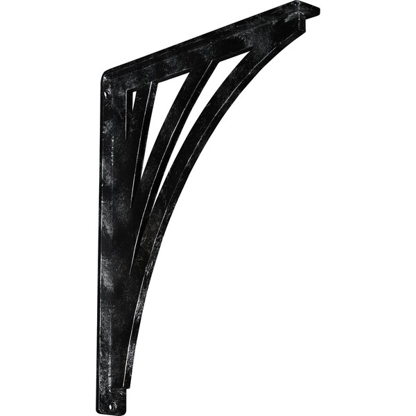 Ekena Millwork Nevio Wrought Iron Bracket, (Single center brace), Antiqued Silver 1 1/2"W x 12"D x 15"H BKTM01X12X15SNEASV - main